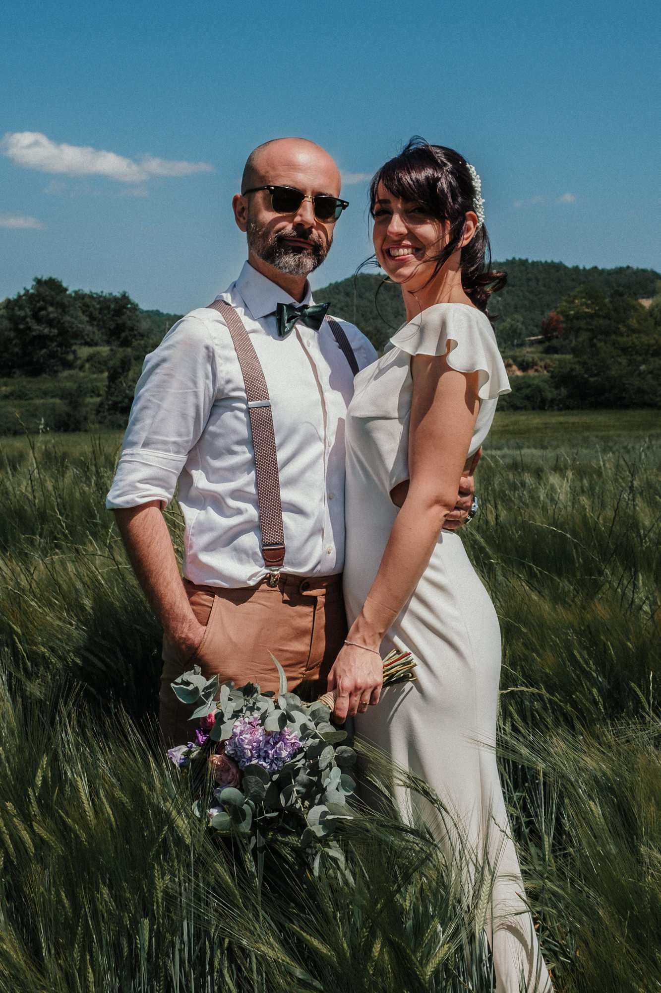 Bride and groom during their outdoor El Dalmau wedding