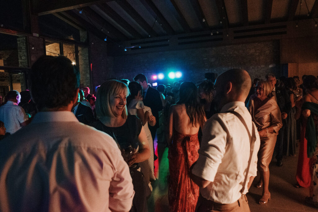 Wedding guests on the dance floor at El Dalmau