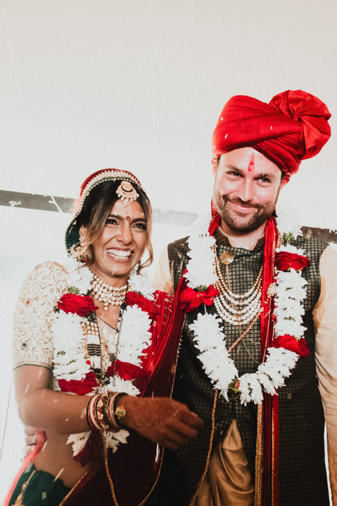 Bride and groom portrait after the Indian wedding ceremony