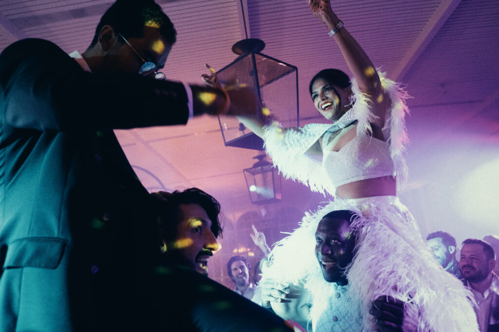 Bride dancing during wedding party Barcelona