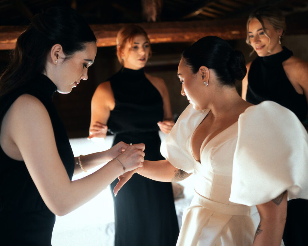 Bride getting ready during destination wedding at Almiral de la Font