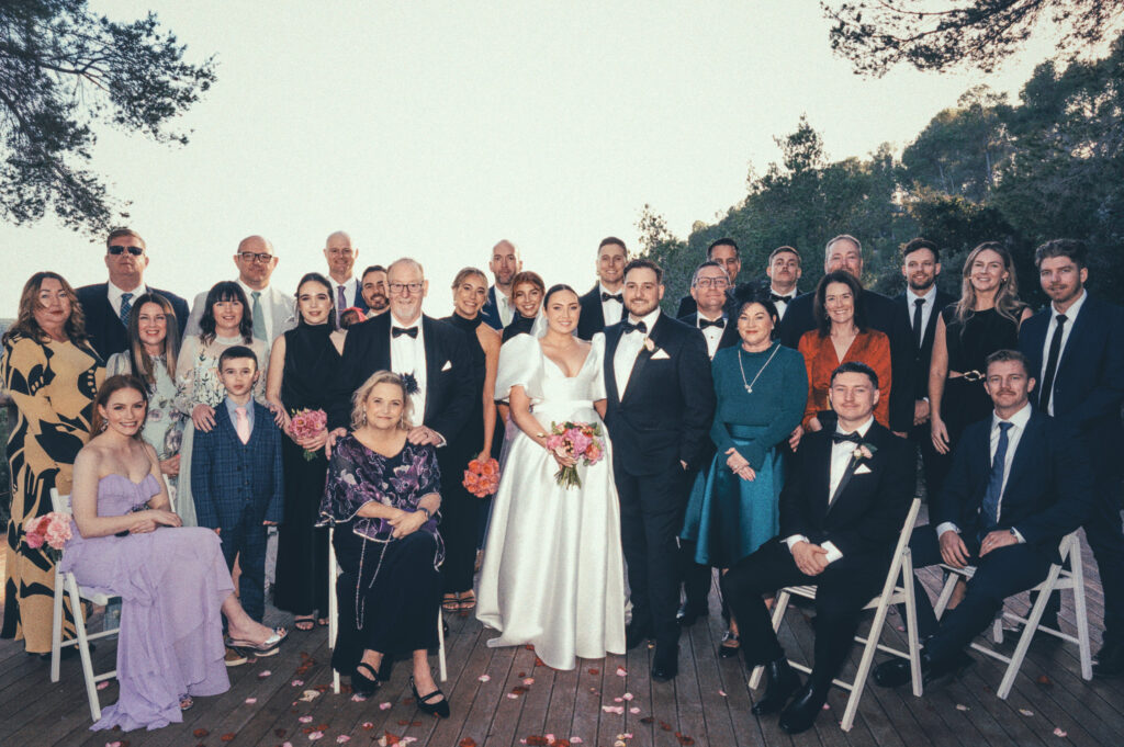 Group photo outdoor wedding ceremony at Almiral de la Font