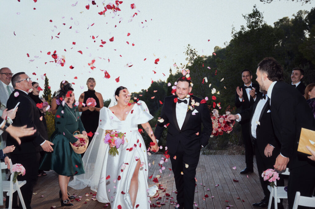 Confetti moment during destination wedding at Almiral de la Font