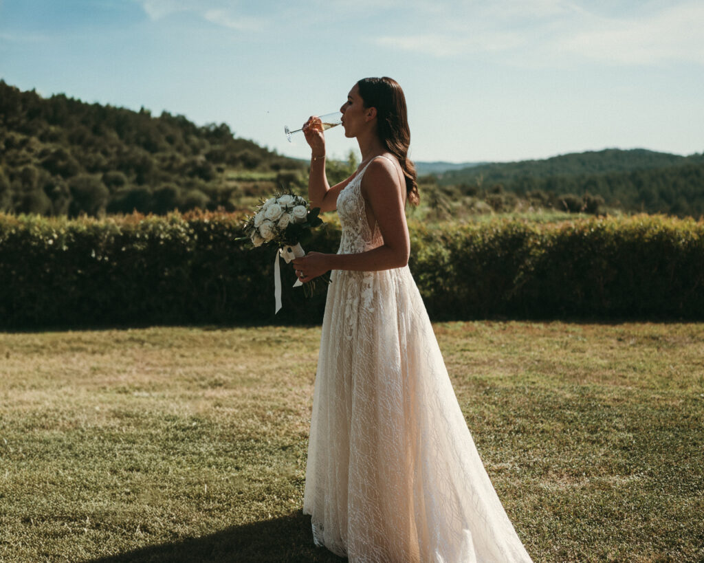 bride getting ready during Masia Cabellut wedding in Barcelona