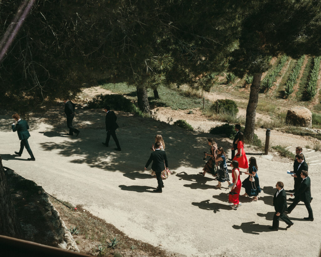 guests gathering during Masia Cabellut wedding in Barcelona