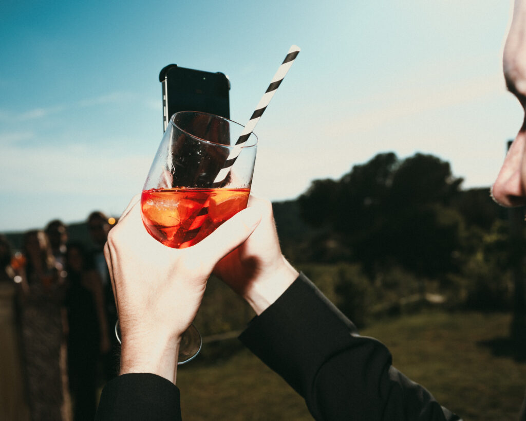 cocktail hour at Masia Cabellut wedding Barcelona