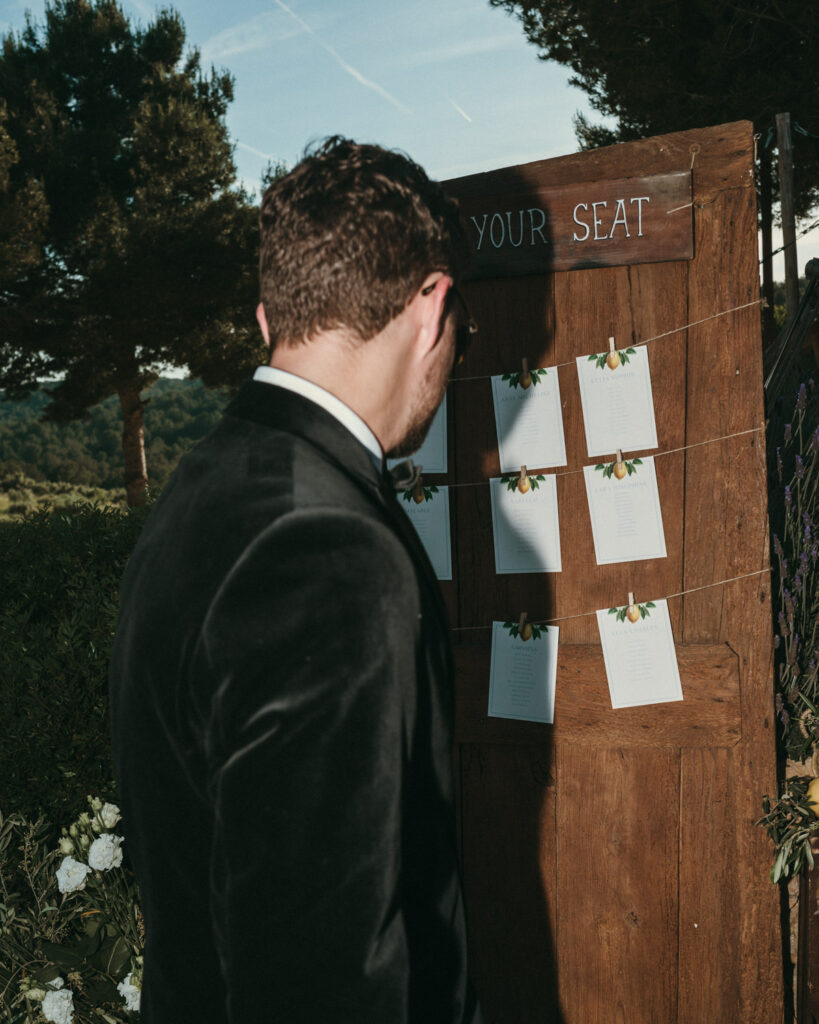 wedding dinner setting at Masia Cabellut Barcelona