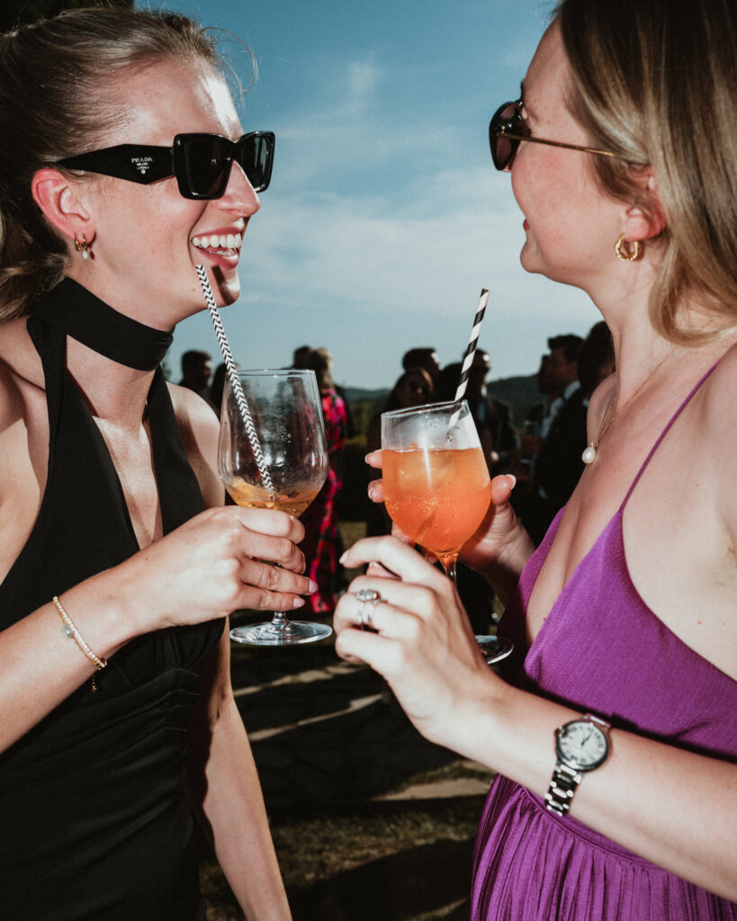 guests drinking during Masia Cabellut wedding
