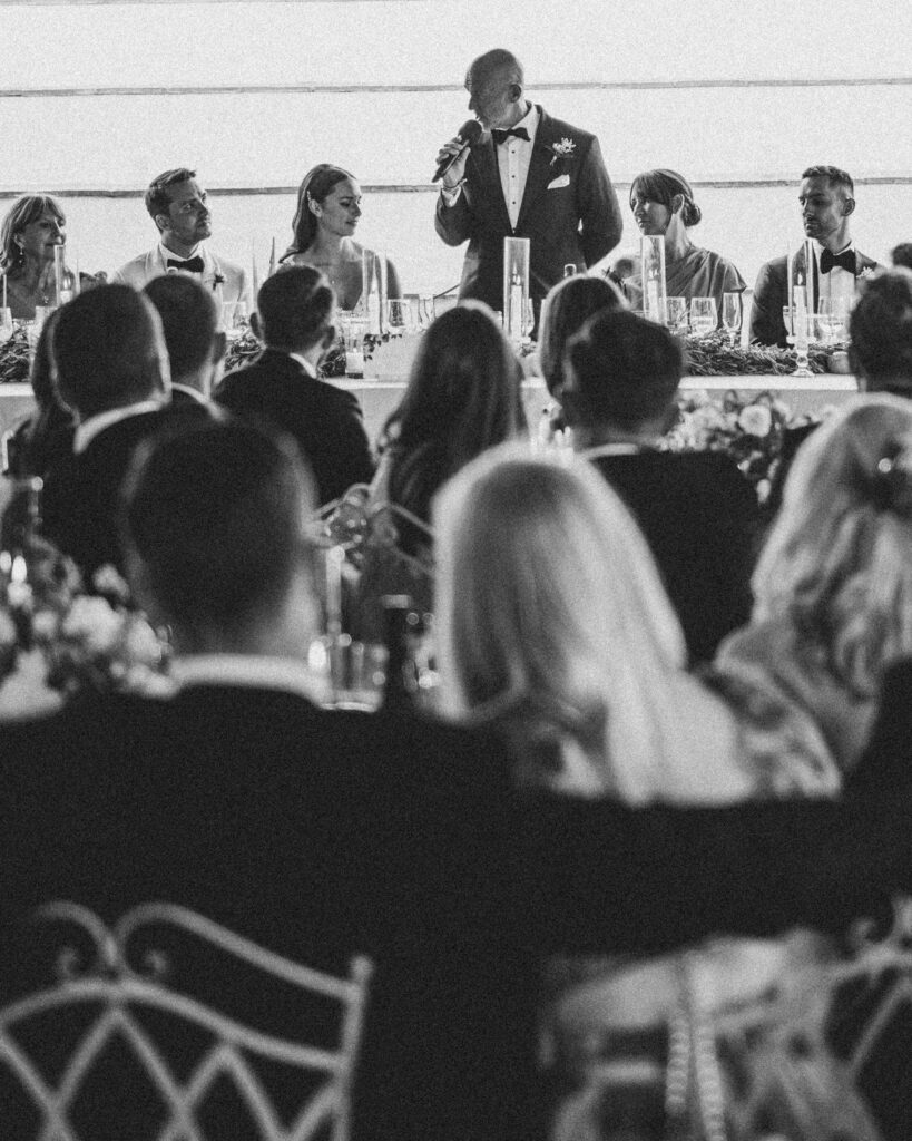 speeches during Masia Cabellut wedding in Barcelona