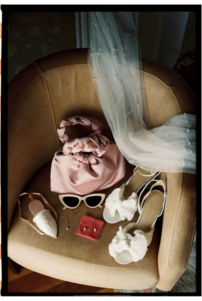 Still life details photographed on colour film during Mas Terrats wedding preparation