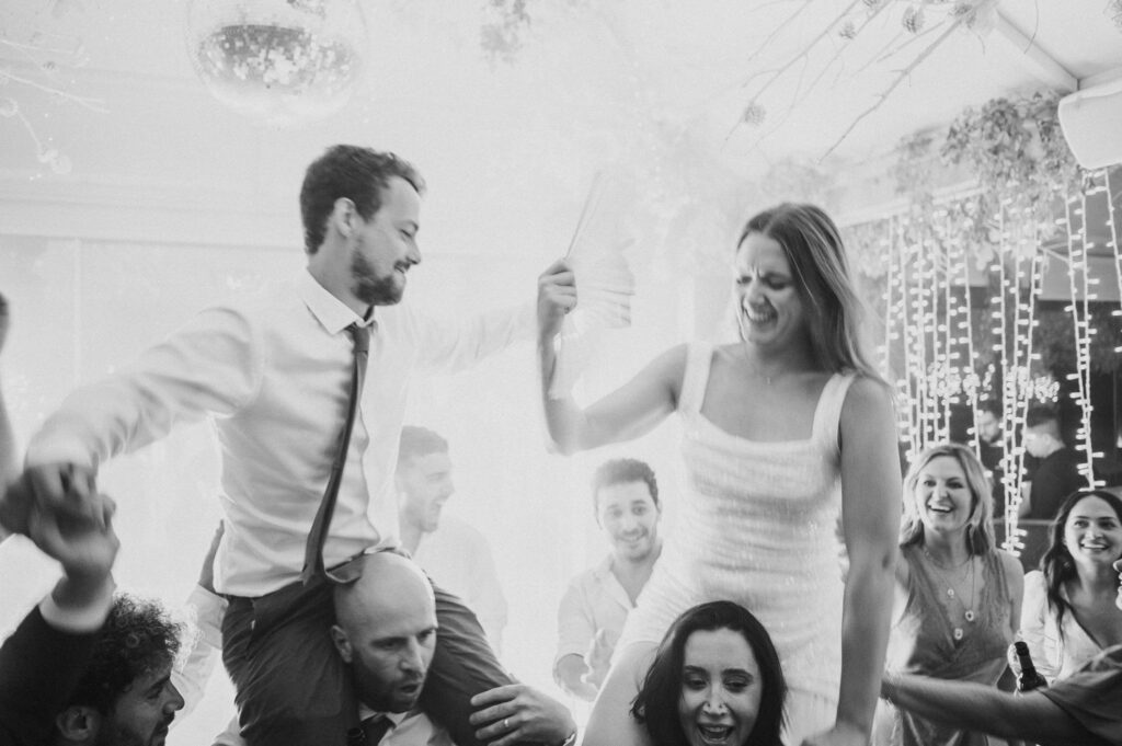 Bride and Groom dancing during a wedding party